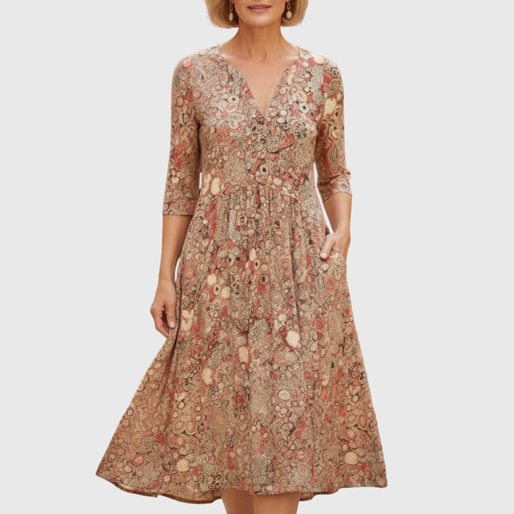 Harlow | Graciøs V-hals Eleganse Midi-kjole