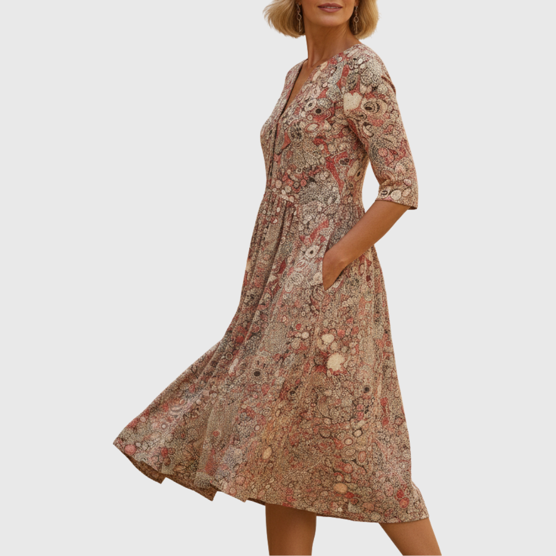 Harlow | Graciøs V-hals Eleganse Midi-kjole