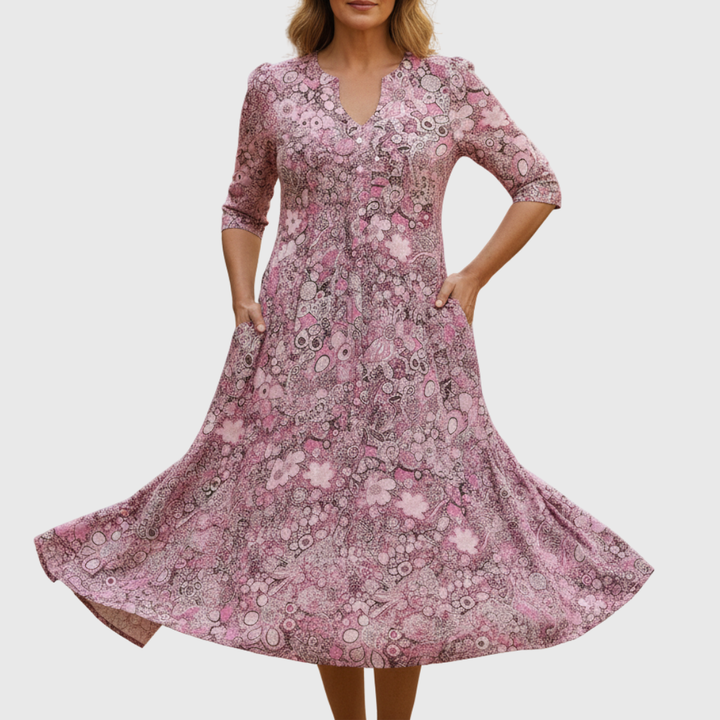 Harlow | Graciøs V-hals Eleganse Midi-kjole