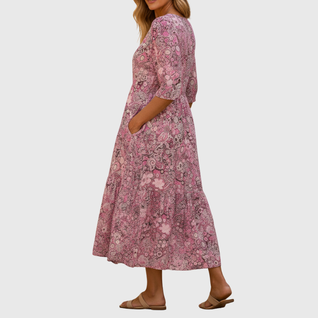 Harlow | Graciøs V-hals Eleganse Midi-kjole