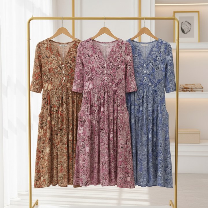 Harlow | Graciøs V-hals Eleganse Midi-kjole